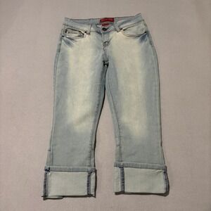 Red Rivet Womens Light Wash Low Rise Capri Jeans Size 7 Embroidered Retro